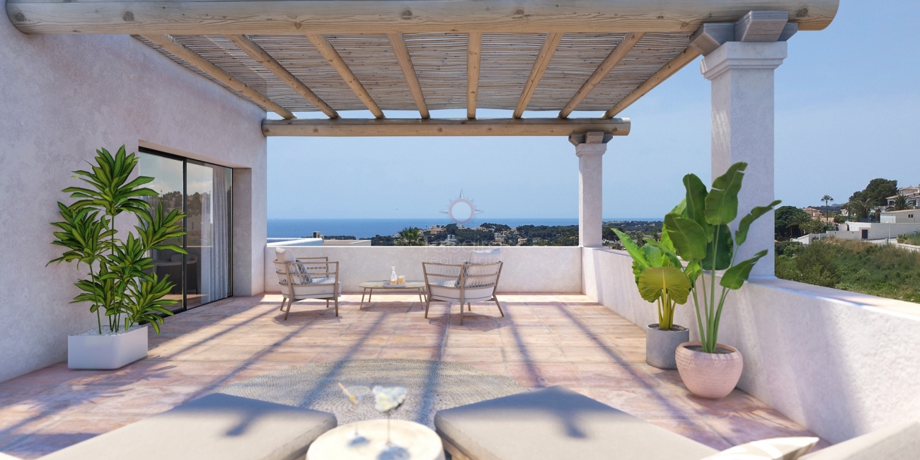 Luxe villa in Ibiza-stijl te koop in Moraira