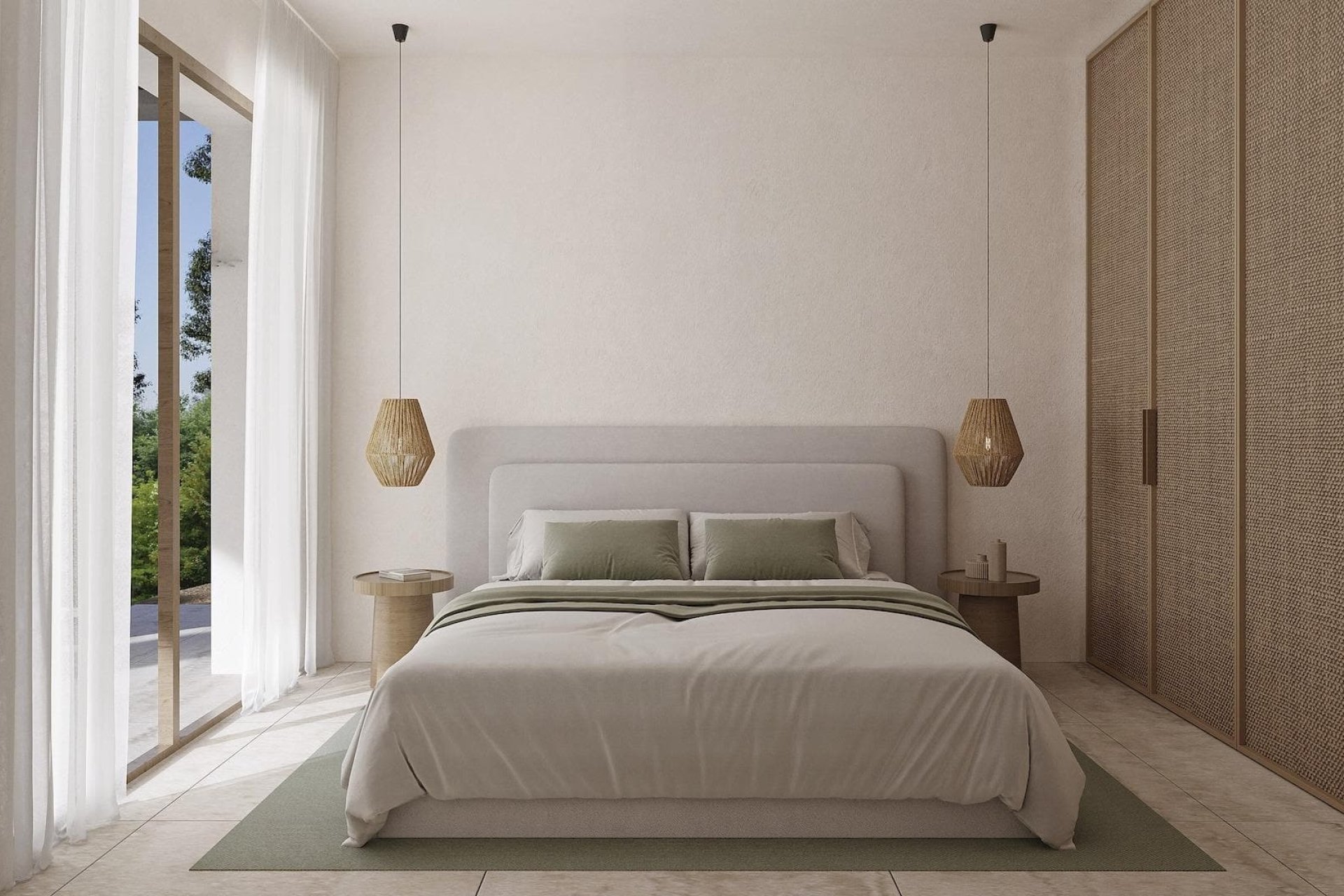 Dormitorio principal con terraza privada y vistas al mar.