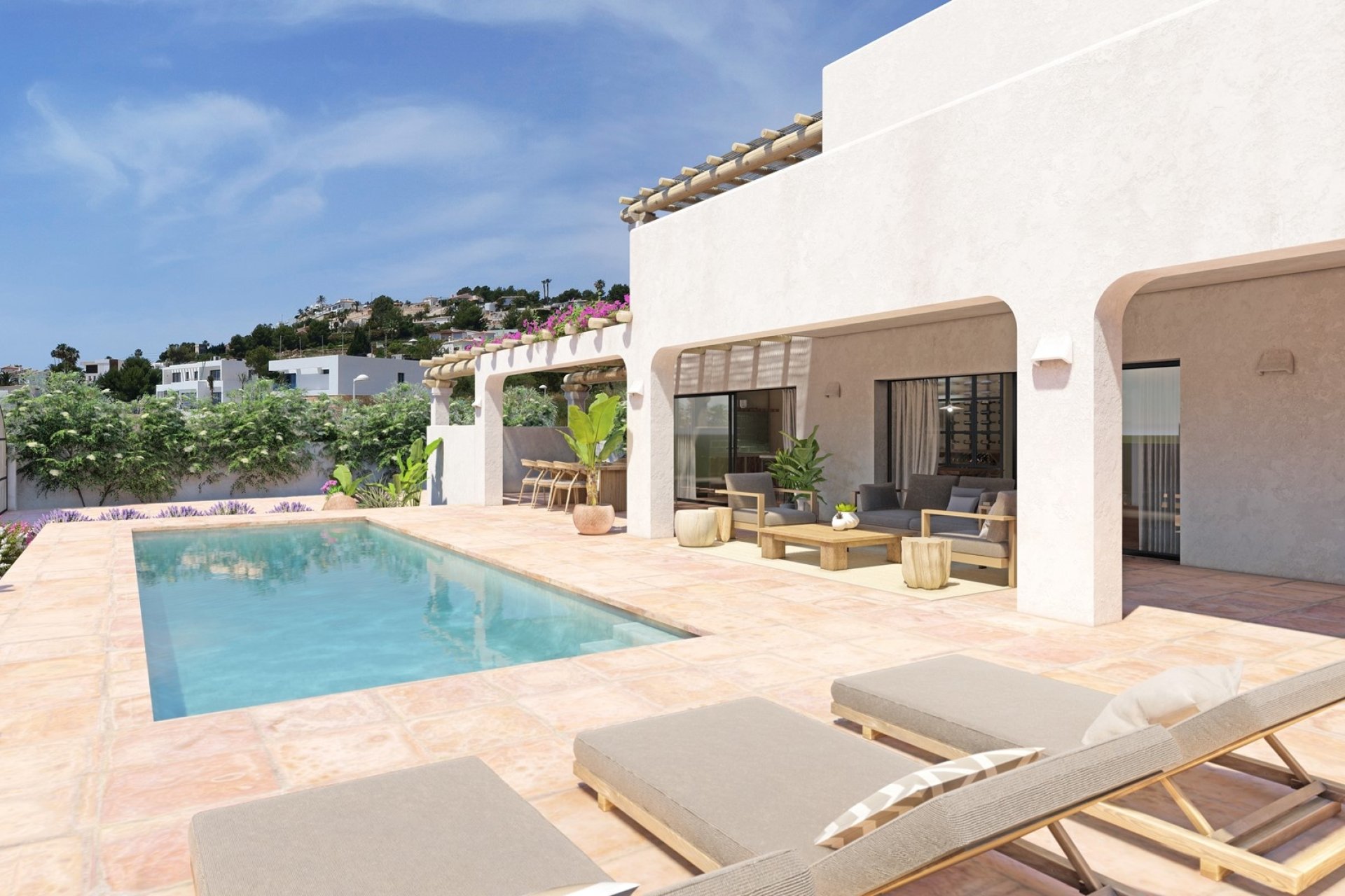 Luxusvilla im Ibiza-Stil zum Verkauf in Moraira