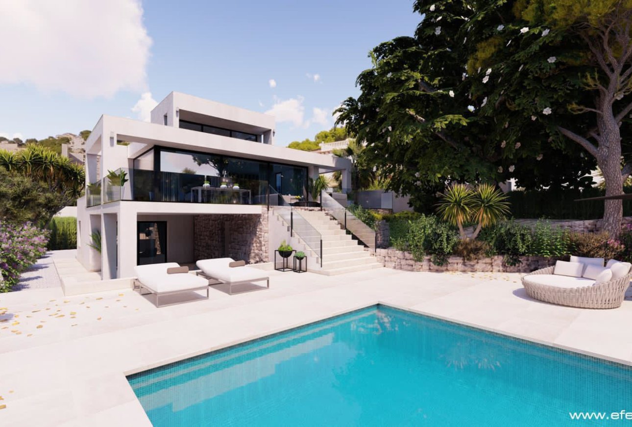 Nieuwbouw villa met zeezicht te koop dichtbij Moraira