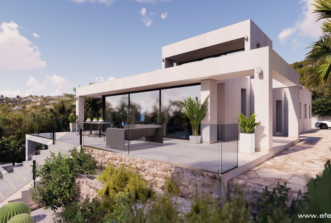 Nieuwbouw villa met zeezicht te koop dichtbij Moraira