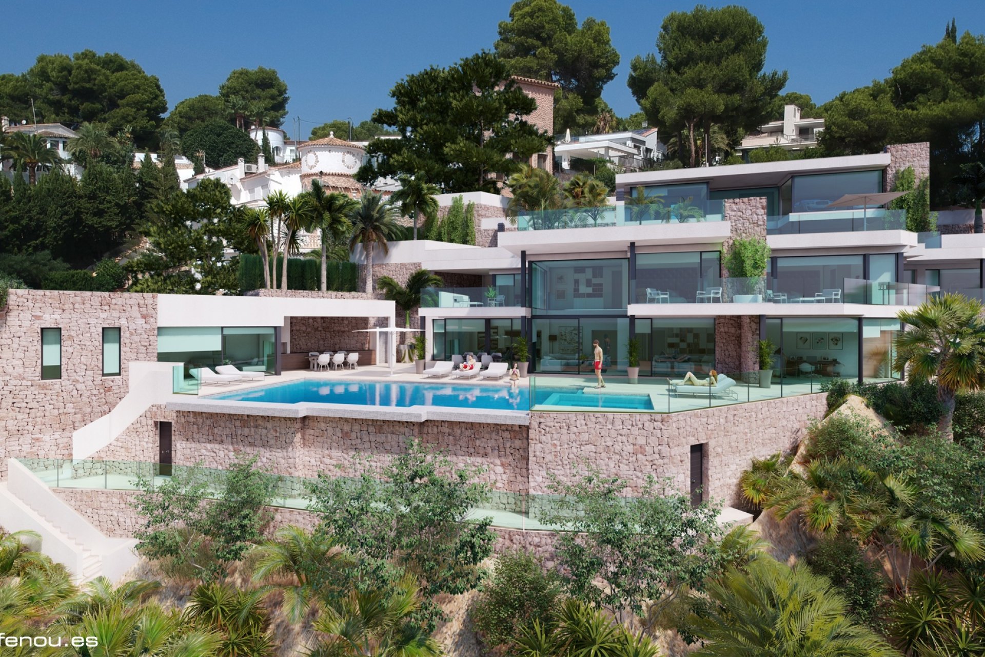 Primera línea de mar villa en venta en Moraira caminando a servicios