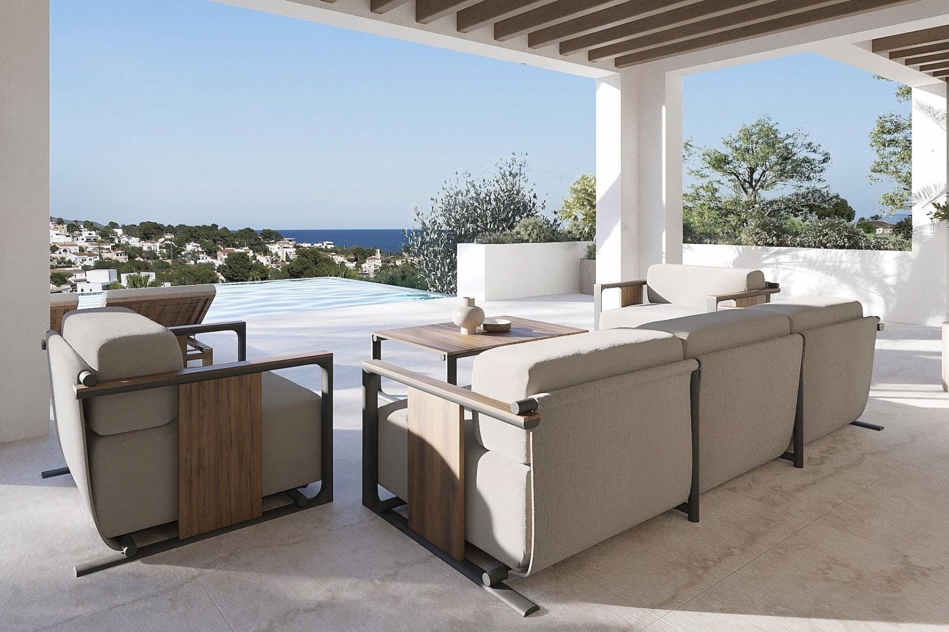 Südterrasse mit Blick auf das Mittelmeer