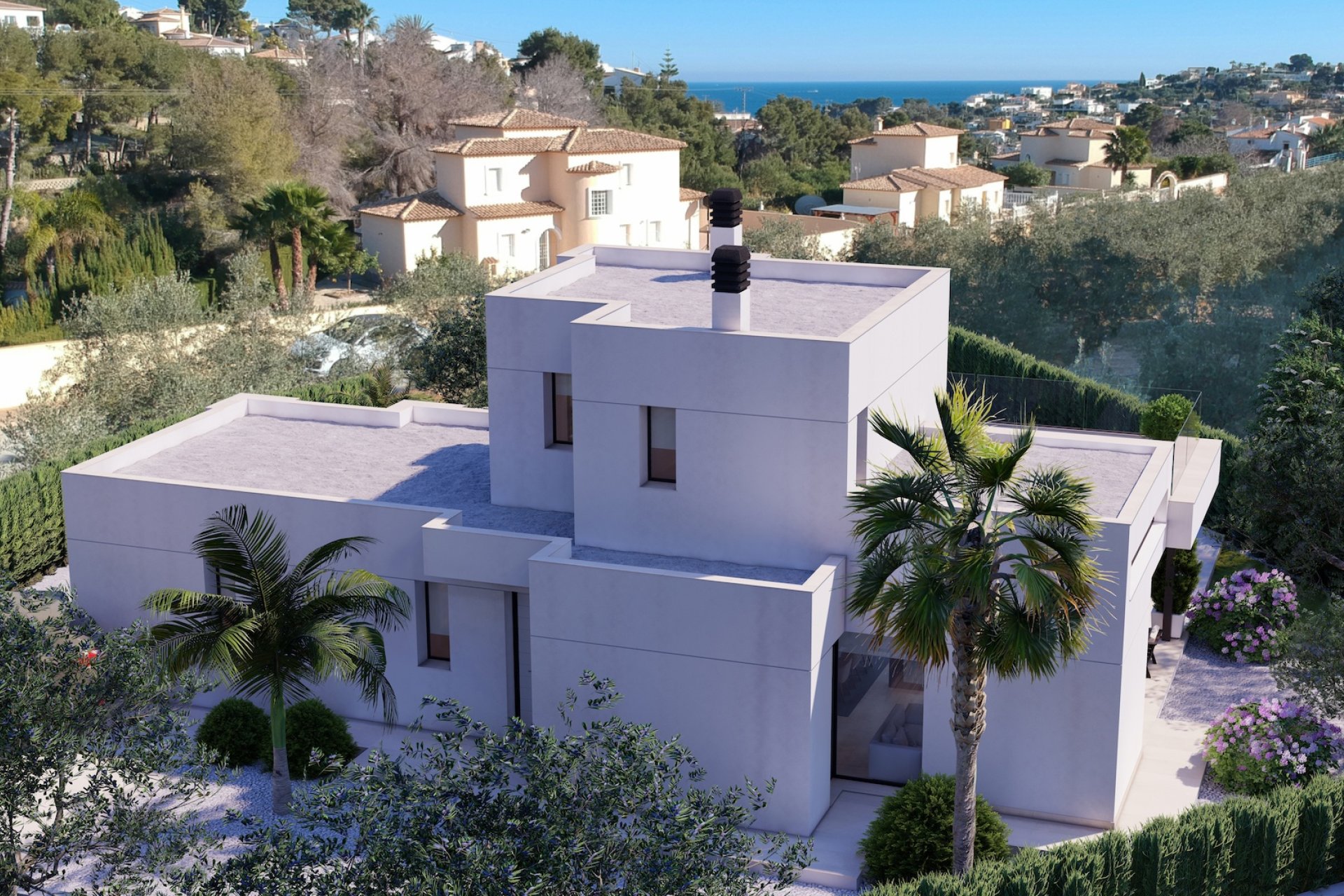 Villa moderna con vistas al mar junto a la playa en Benissa Costa
