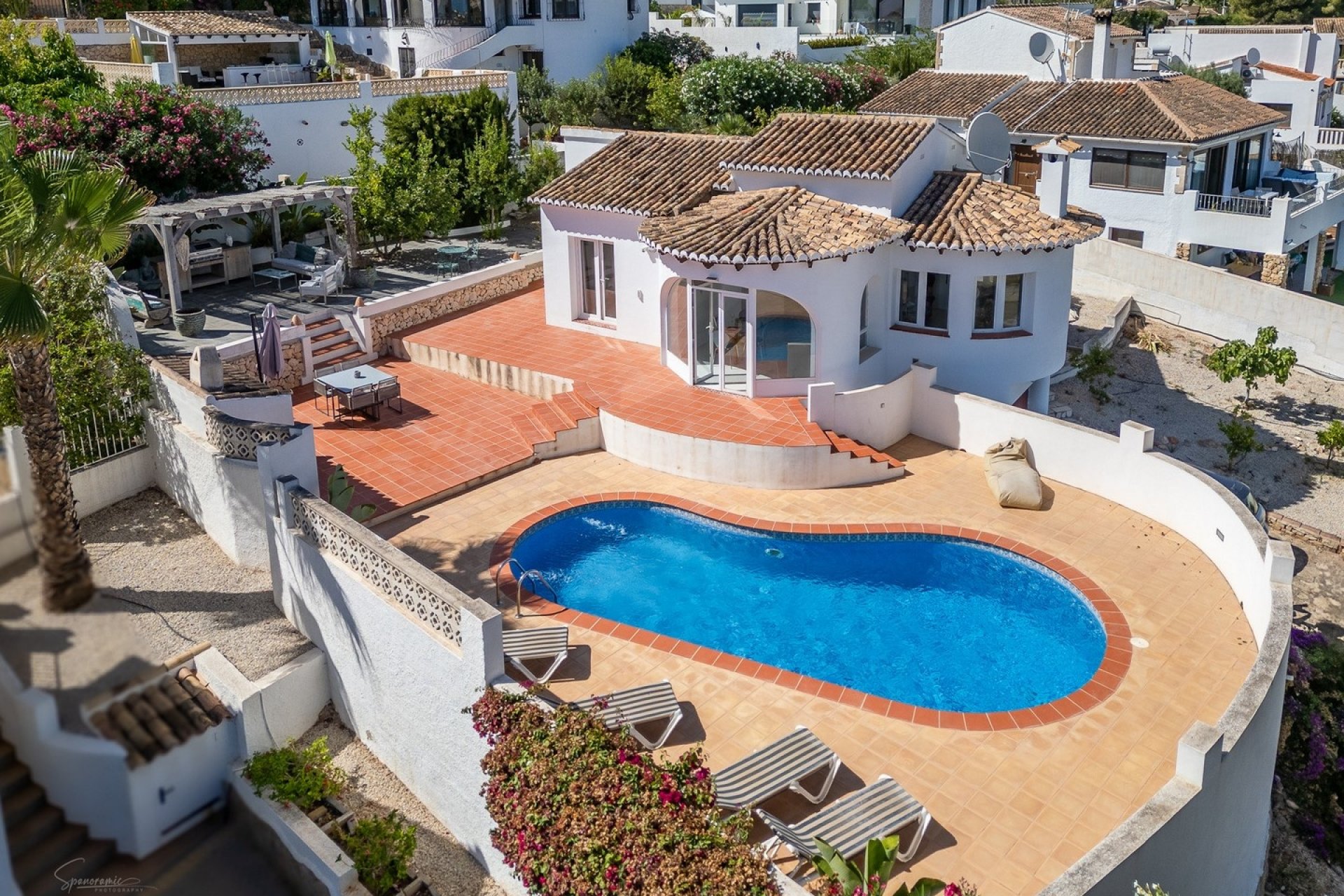Villa Sabatera, Moraira, uitzicht op zee, lopen naar de stad - luchtfoto
