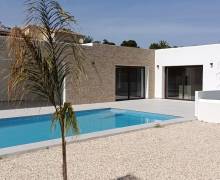 Terrace and pool of a luxury new-build villa in Benimeit, Moraira
