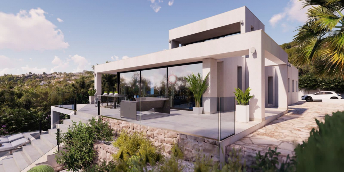 Nieuwbouw villa met zeezicht te koop dichtbij Moraira