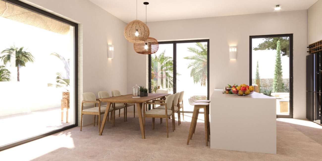 ▷ Villa de style Ibiza avec vue sur la mer à Moravit Moraira
